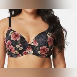 TORRID CURVE Size 42C. Floral Black Bra without underwire .